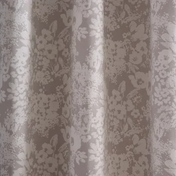 Floral Pencil Pleat Curtains - Soft Grey, Woven