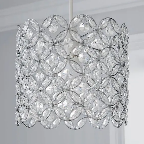 Floral Pendant Shade Easy Fit - Silver, Chrome