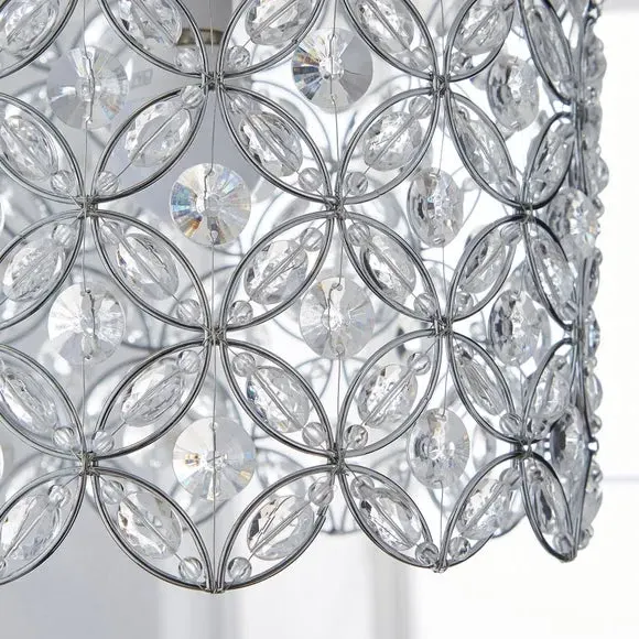 Floral Pendant Shade Easy Fit - Silver, Chrome