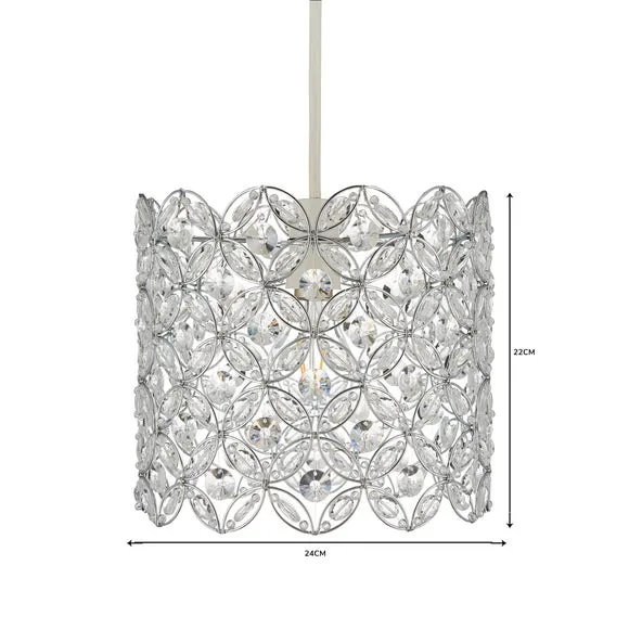 Floral Pendant Shade Easy Fit - Silver, Chrome