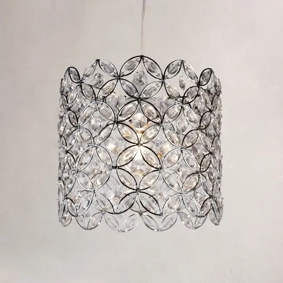 Floral Pendant Shade Easy Fit - Silver, Chrome