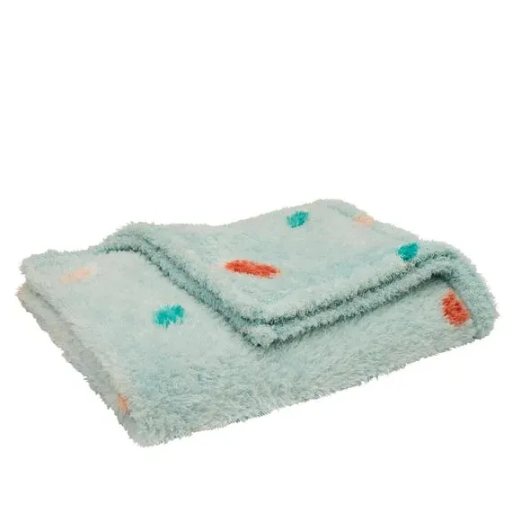 Floral Polka Dot Throw Blanket - Blue, Polyester image