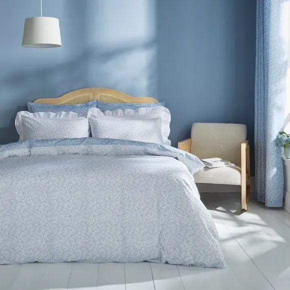 Floral Reversible Duvet Set - Blue, Cotton