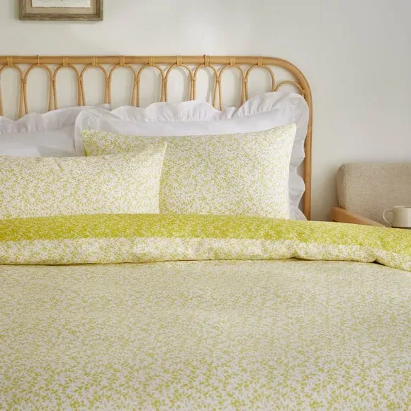 Floral Reversible Duvet Set - Chartreuse, Cotton