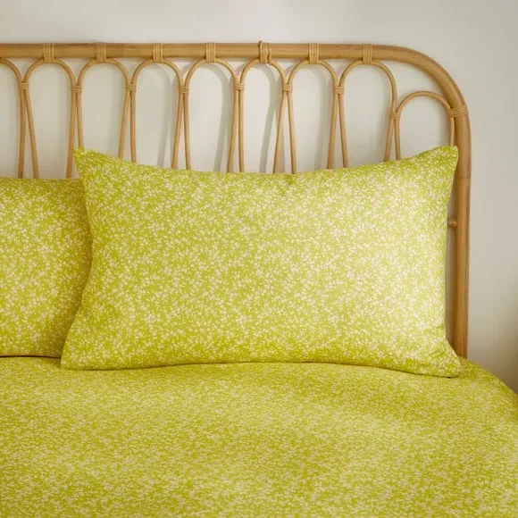 Floral Reversible Duvet Set - Chartreuse, Cotton