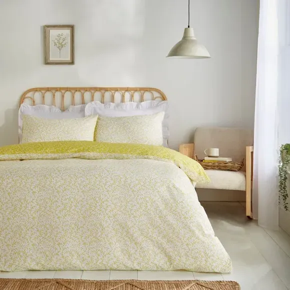 Floral Reversible Duvet Set - Chartreuse, Cotton