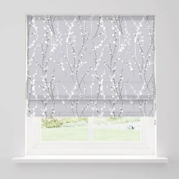 Floral Roman Blinds with Lining - Grey