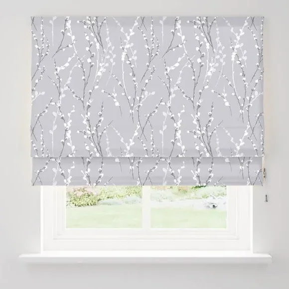 Floral Roman Blinds with Lining - Grey