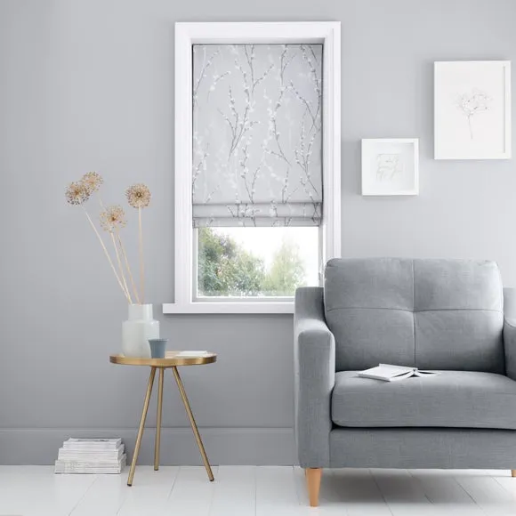 Floral Roman Blinds with Lining - Grey image
