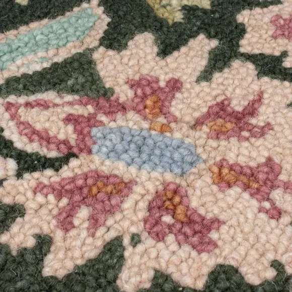 Floral Rug with Loop Pile - Multicoloured, Wool