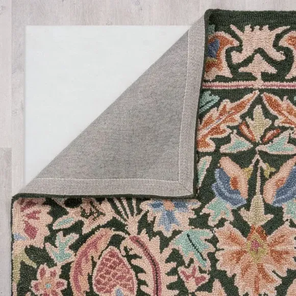 Floral Rug with Loop Pile - Multicoloured, Wool