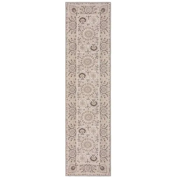 Floral Runner Rug Machine Washable - Natural
