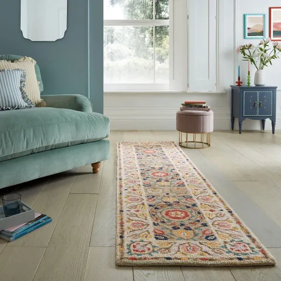 Floral Runner Rug - Multicoloured, Wool image