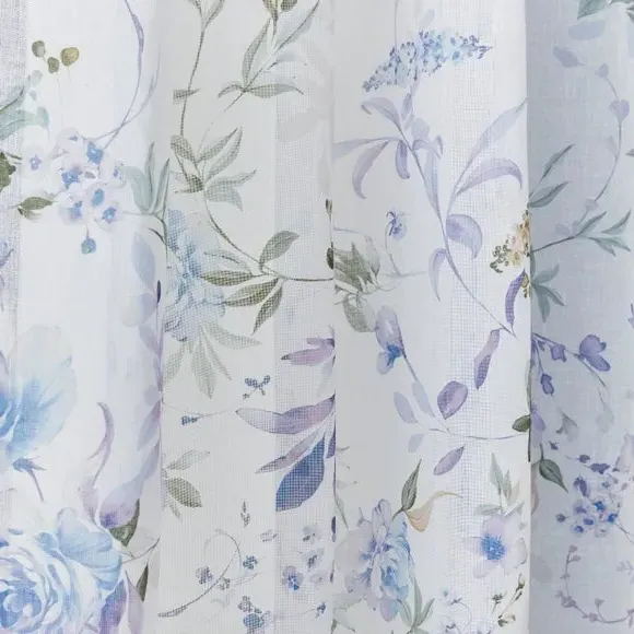 Floral Sheer Voile Panel - White, Polyester