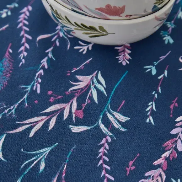 Floral Table Runner - Navy, Cotton