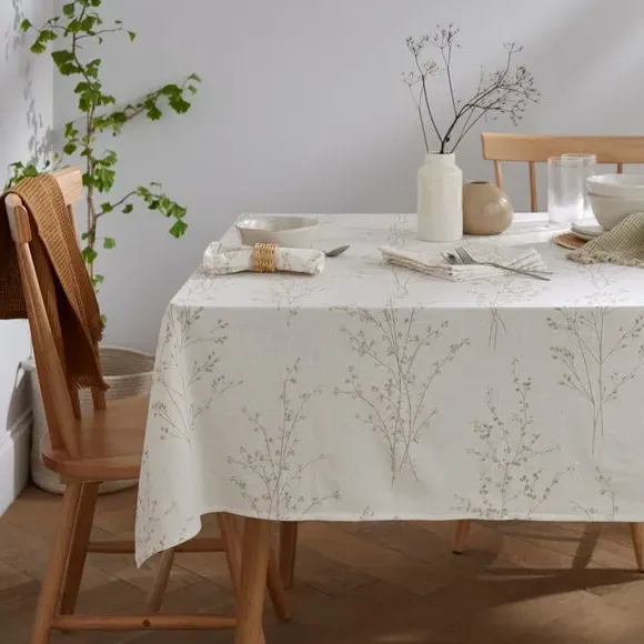 Floral Tablecloth - Natural, Cotton Linen image