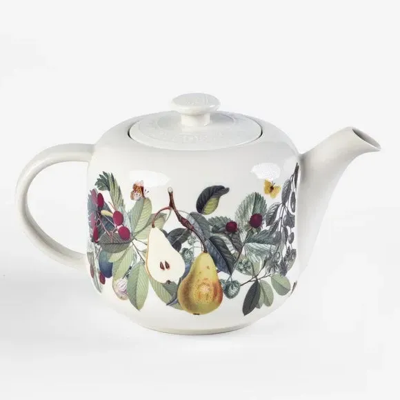 Floral Teapot 1.25L - White, Fine China