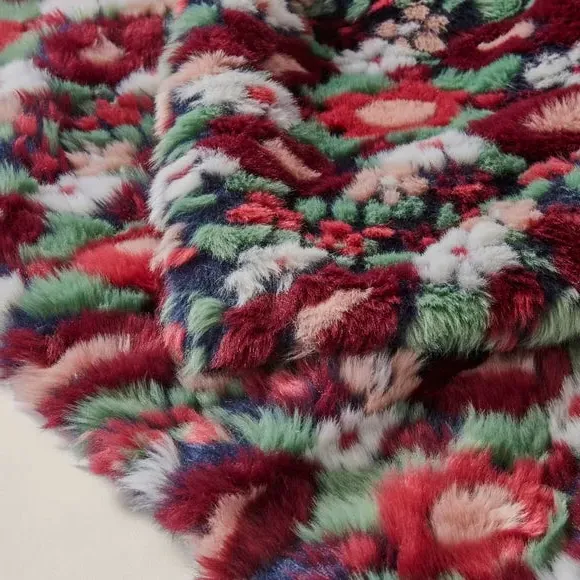 Floral Throw Blanket - Multicolor, Faux Fur