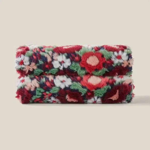 Floral Throw Blanket - Multicolor, Faux Fur