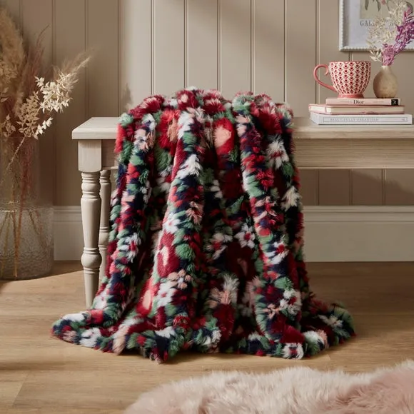 Floral Throw Blanket - Multicolor, Faux Fur image