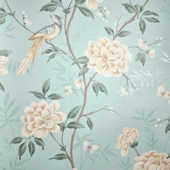 Floral Trail Wallpaper - Duck Egg