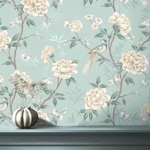 Floral Trail Wallpaper - Duck Egg