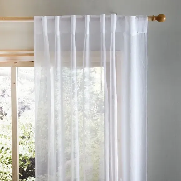 Floral Voile Panel with Hidden Tab Top - Ochre