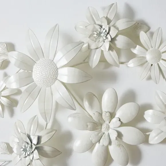 Floral Wall Art - Cream, Metal