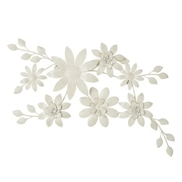 Floral Wall Art - Cream, Metal