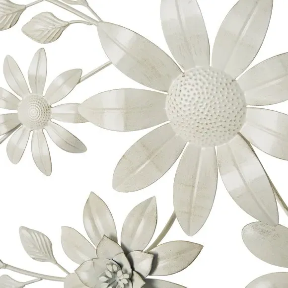 Floral Wall Art - Cream, Metal