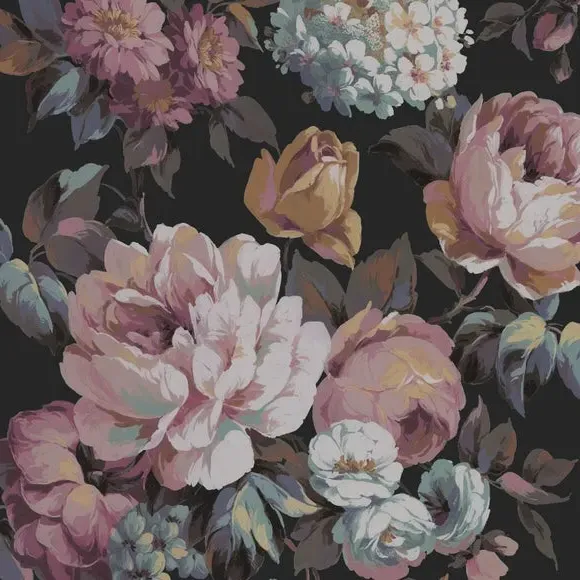 Floral Wall Mural - Black