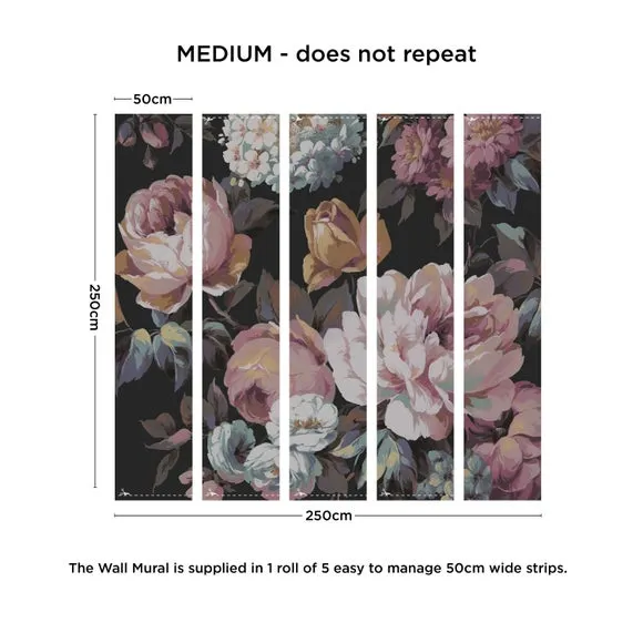 Floral Wall Mural - Black
