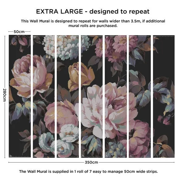 Floral Wall Mural - Black