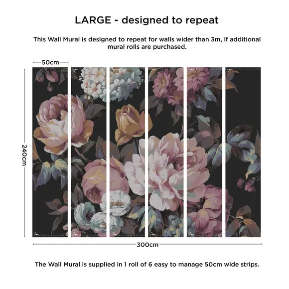 Floral Wall Mural - Black