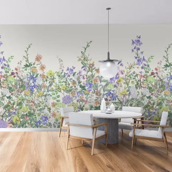 Floral Wall Mural - Lilac, Non-Woven Paper