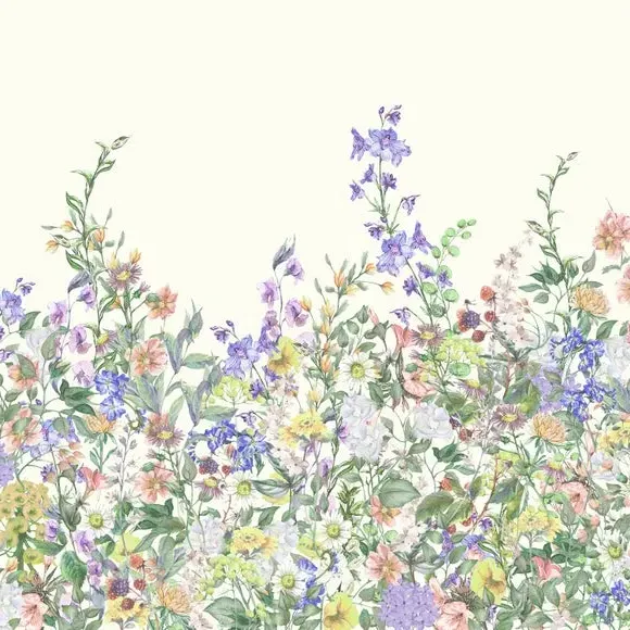 Floral Wall Mural - Lilac, Non-Woven Paper