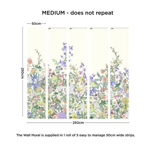 Floral Wall Mural - Lilac, Non-Woven Paper