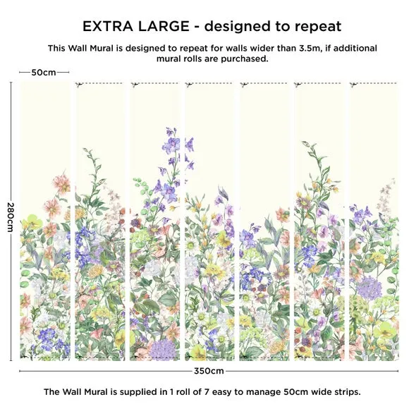 Floral Wall Mural - Lilac, Non-Woven Paper