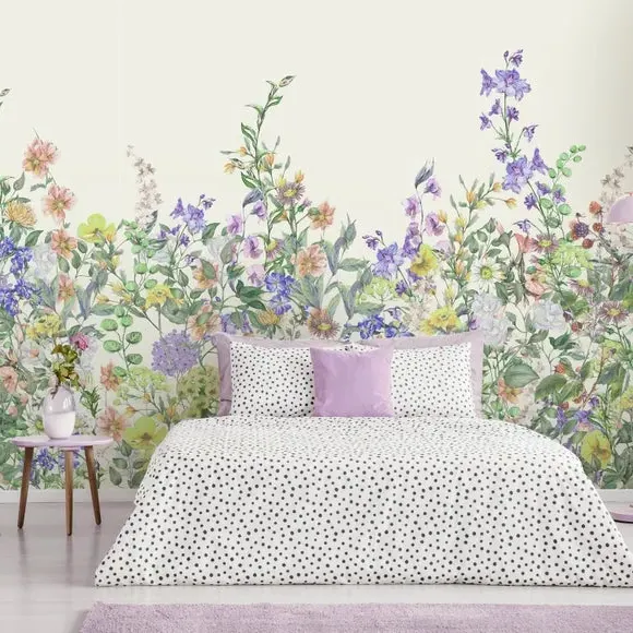 Floral Wall Mural - Lilac, Non-Woven Paper image