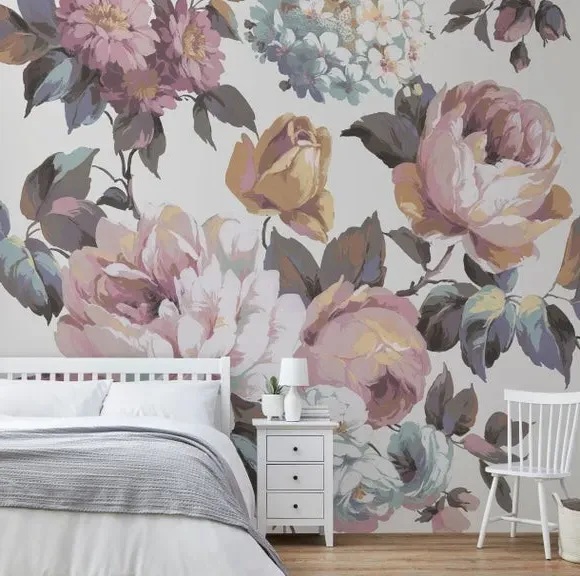 Floral Wall Mural - Pink