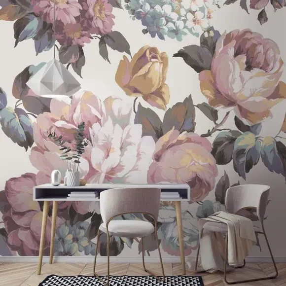 Floral Wall Mural - Pink