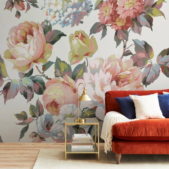 Floral Wall Mural - Terracotta