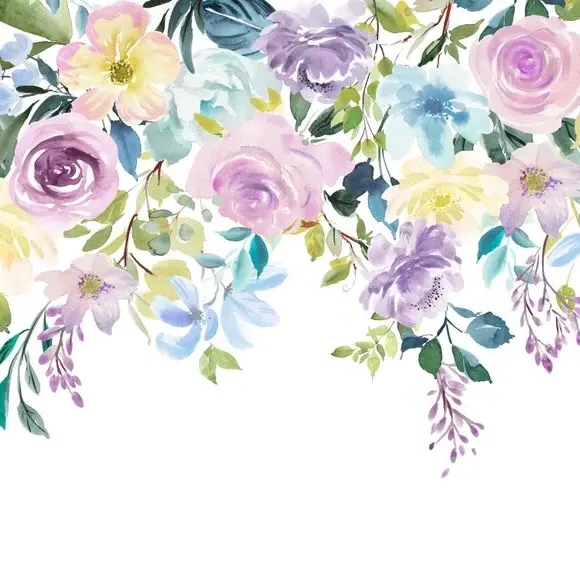 Floral Wall Mural with Paste Application - Mauve