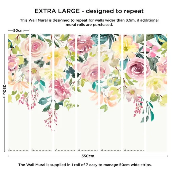 Floral Wall Mural with Paste Application - Pink