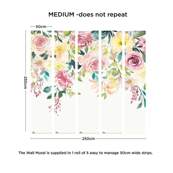 Floral Wall Mural with Paste Application - Pink