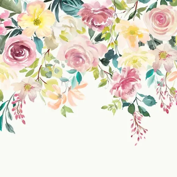 Floral Wall Mural with Paste Application - Pink