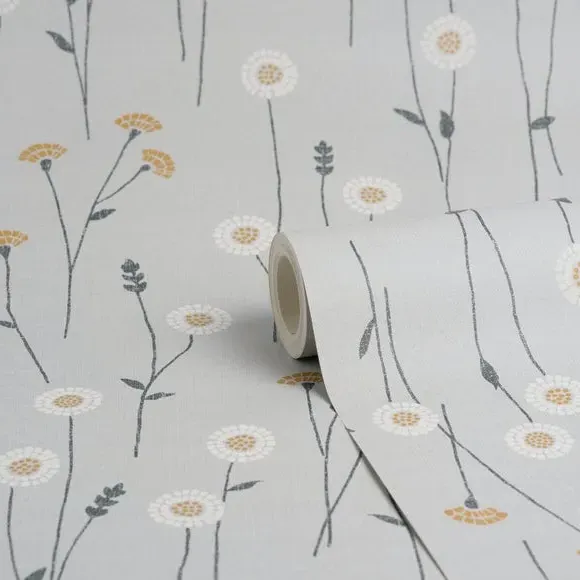 Floral Wallpaper - Ochre, Matt Finish