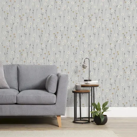 Floral Wallpaper - Ochre, Matt Finish image