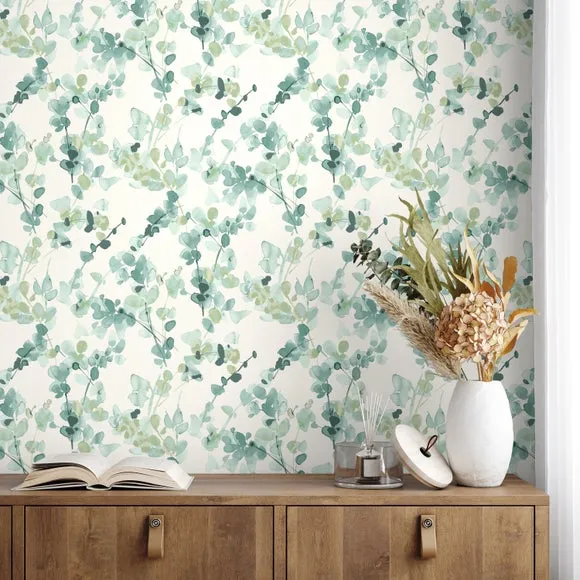 Floral Wallpaper with Matt Finish - Green