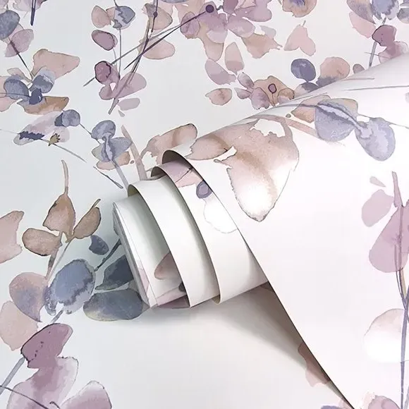 Floral Wallpaper with Matt Finish - Purple